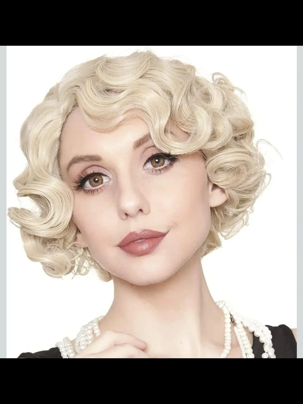 Short Blonde Curly Wig Finger Wave Synthetic Hair for Women 1920s Halloween Cosp